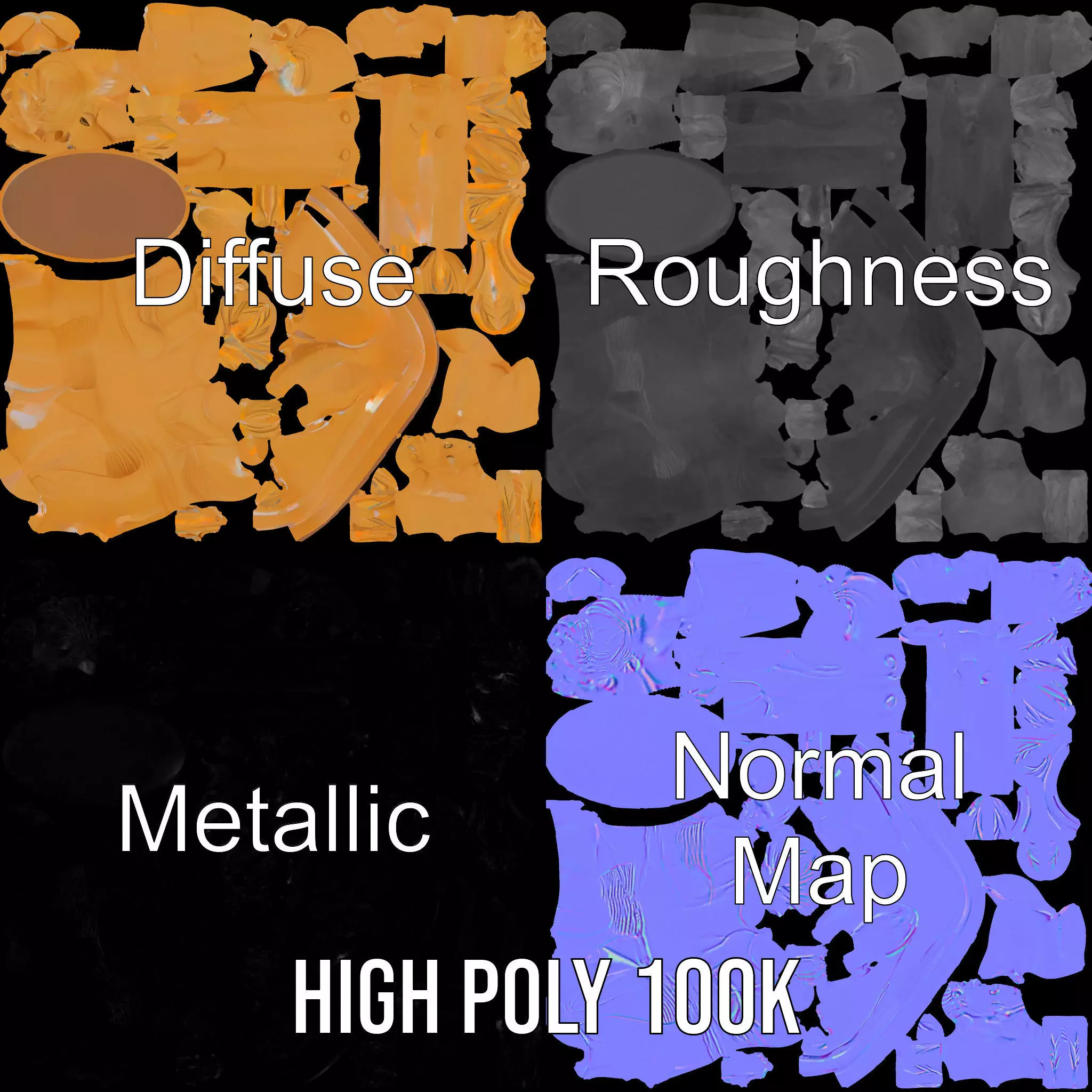 Golden Athlete Statue with Laurel model pack Low-poly 3D model_4