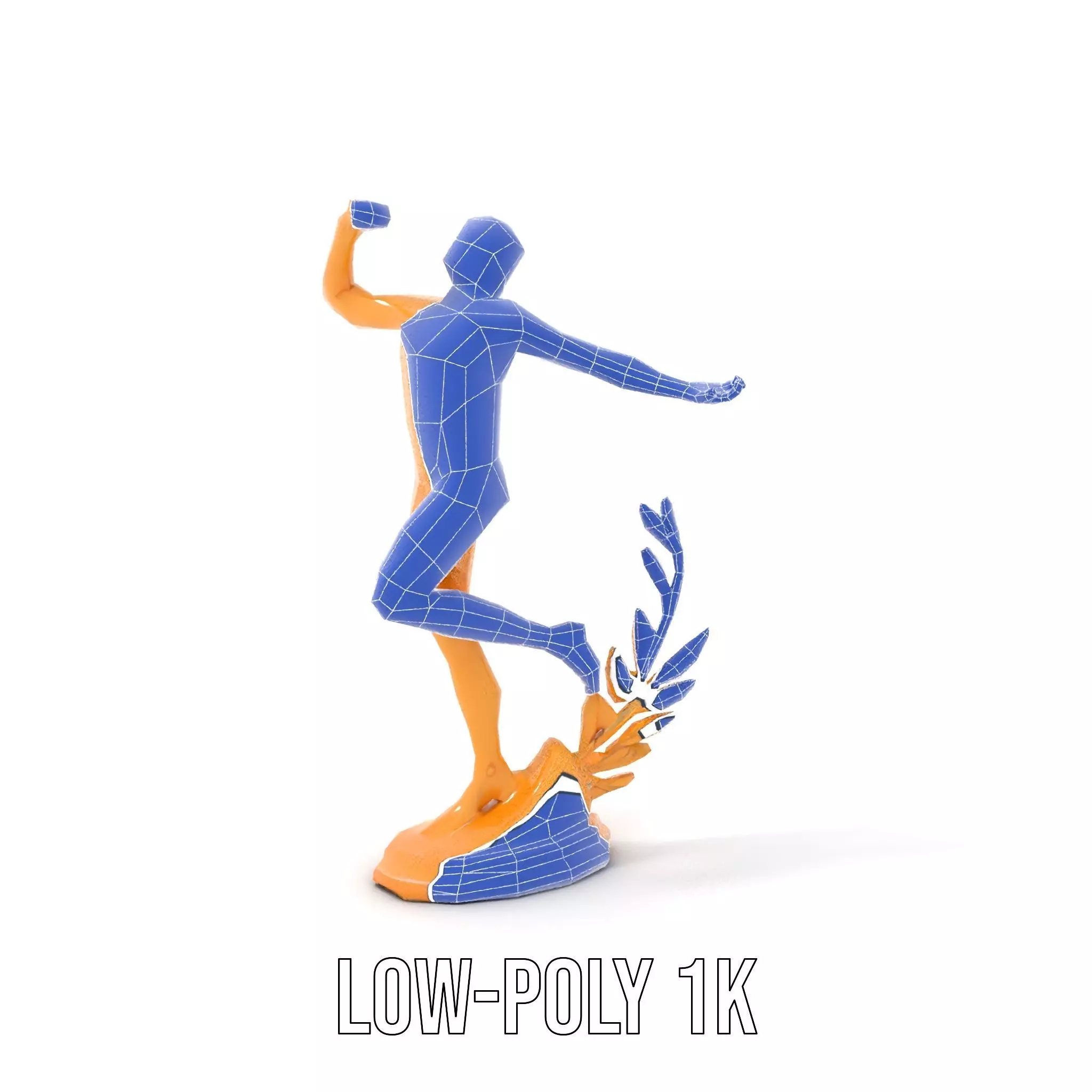 Golden Athlete Statue with Laurel model pack Low-poly 3D model_23