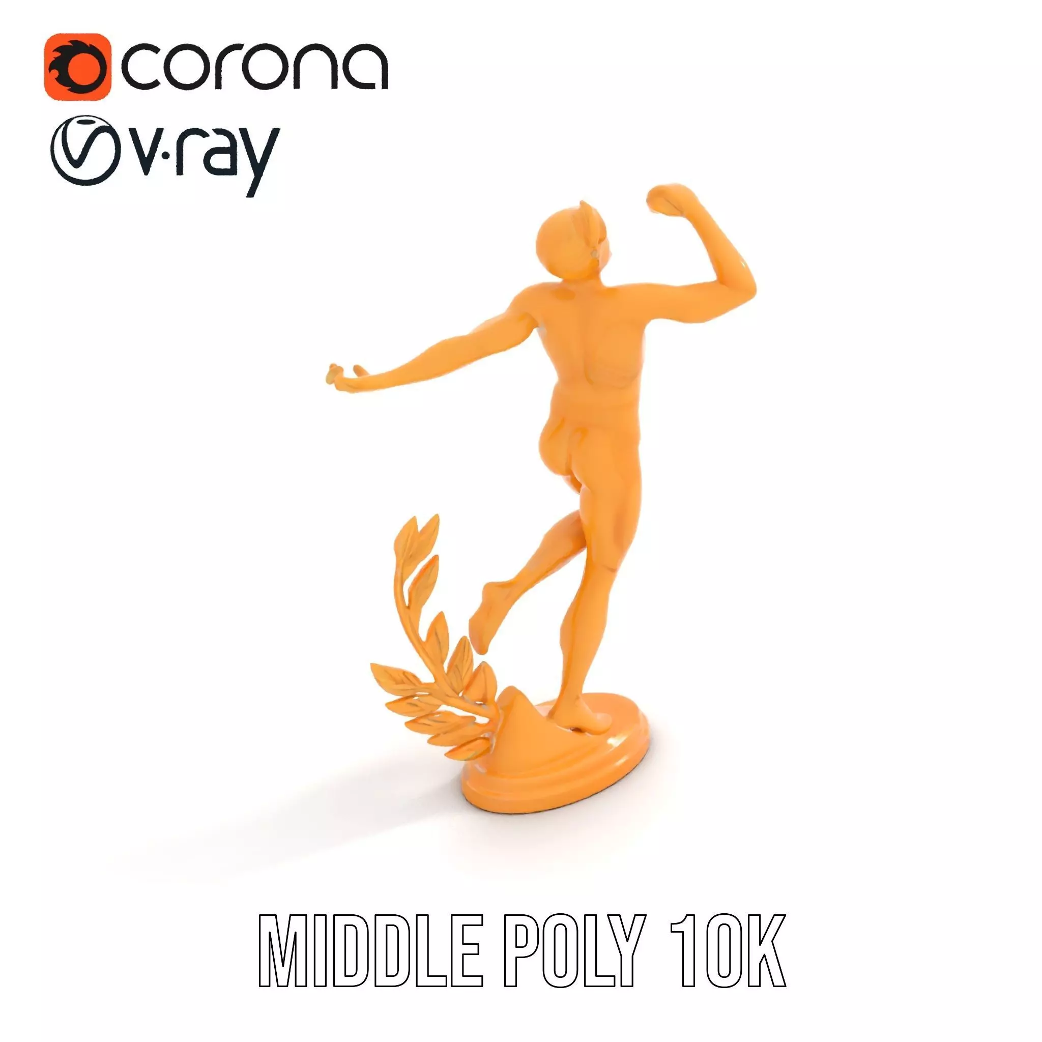 Golden Athlete Statue with Laurel model pack Low-poly 3D model_7