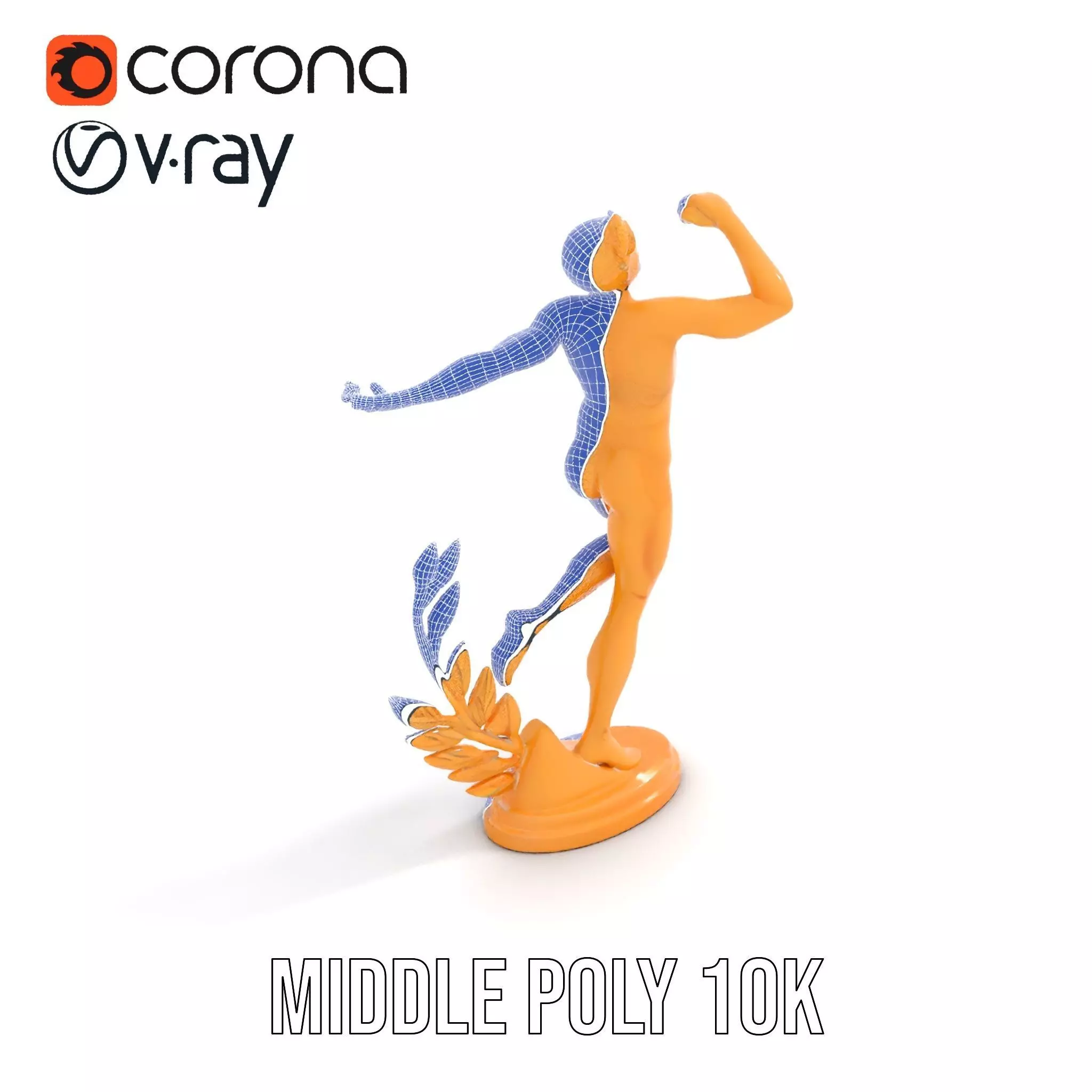 Golden Athlete Statue with Laurel model pack Low-poly 3D model_17