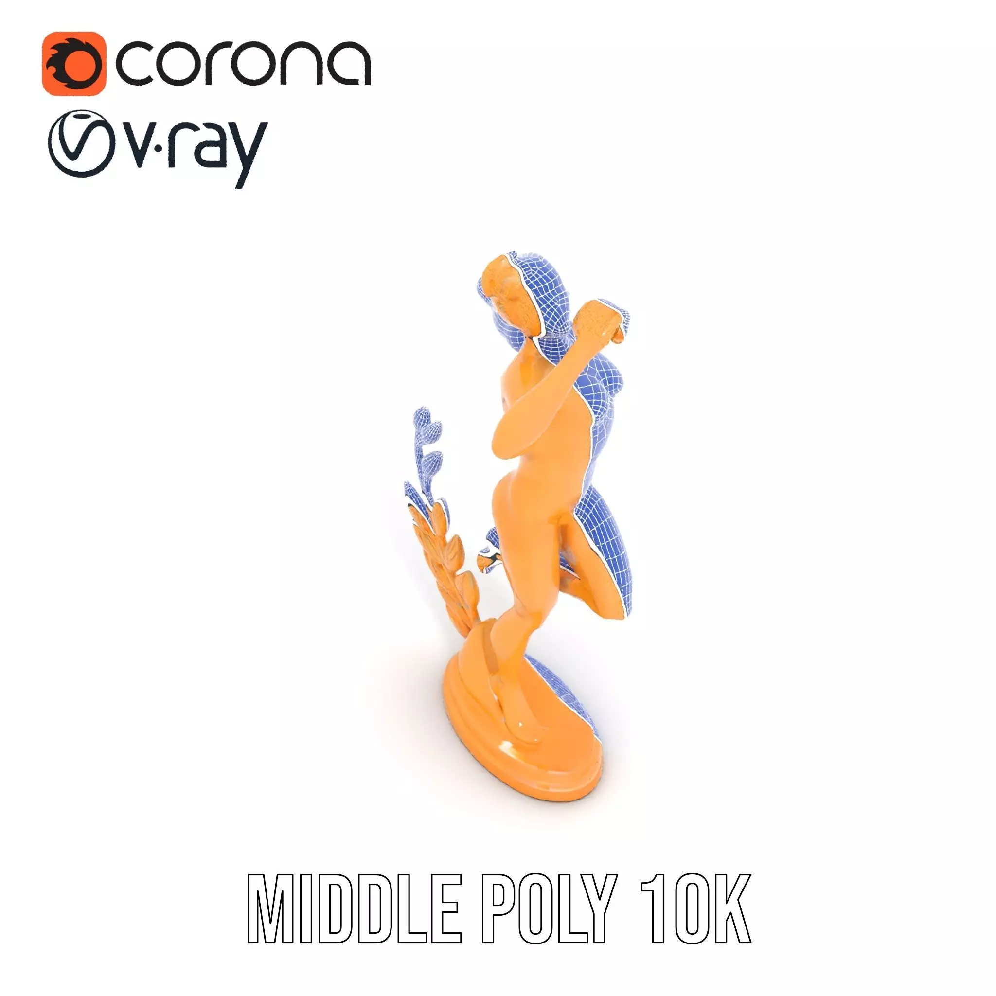 Golden Athlete Statue with Laurel model pack Low-poly 3D model_22