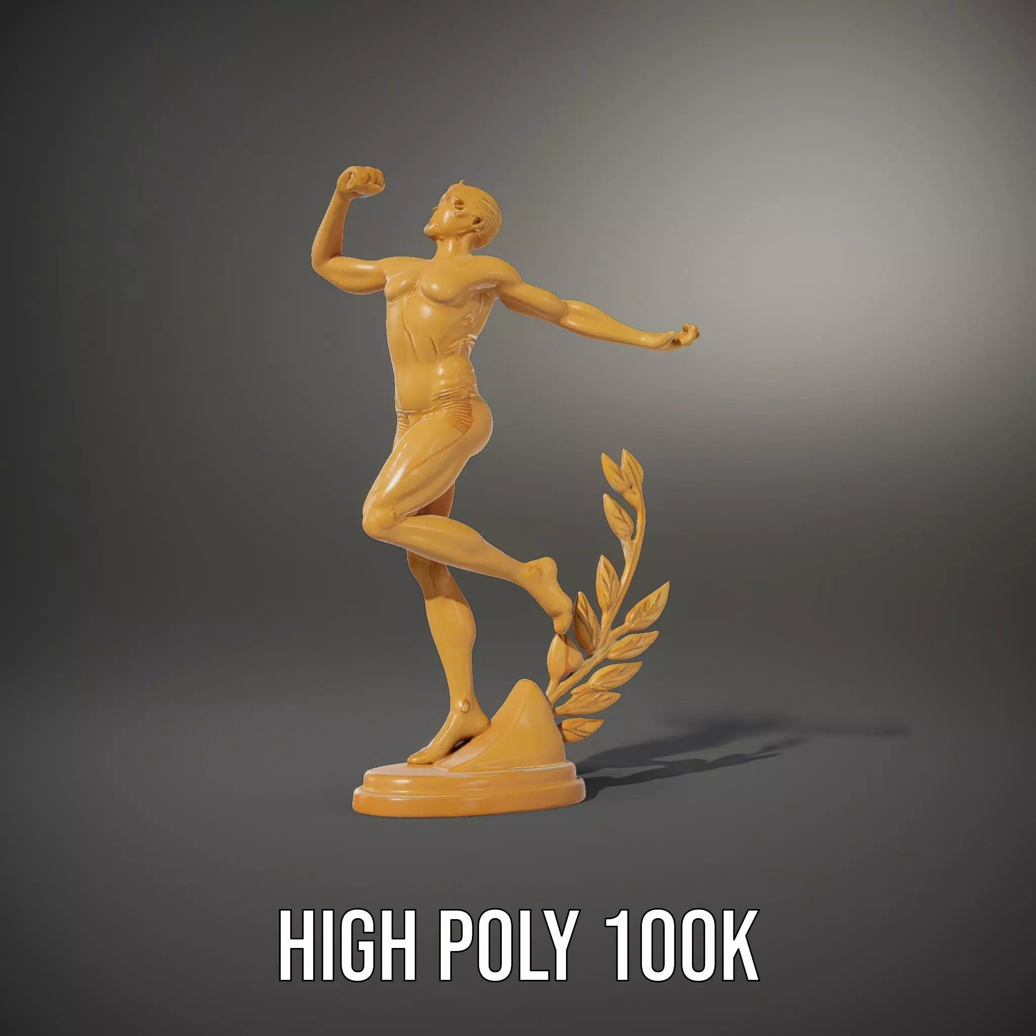 Golden Athlete Statue with Laurel model pack Low-poly 3D model_13