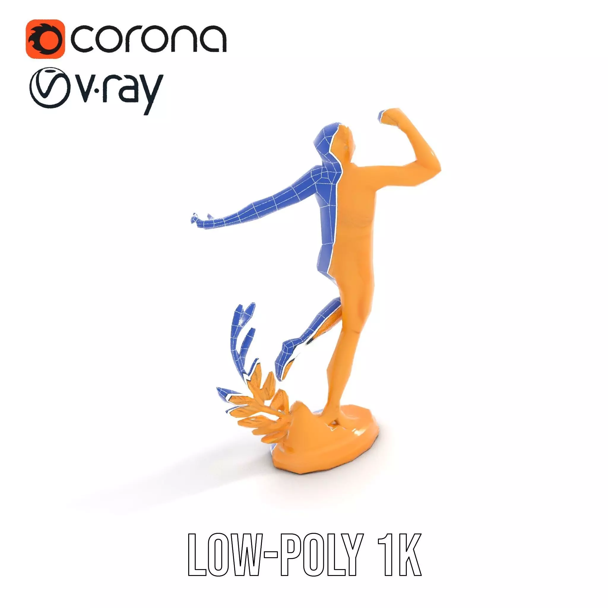 Golden Athlete Statue with Laurel model pack Low-poly 3D model_15