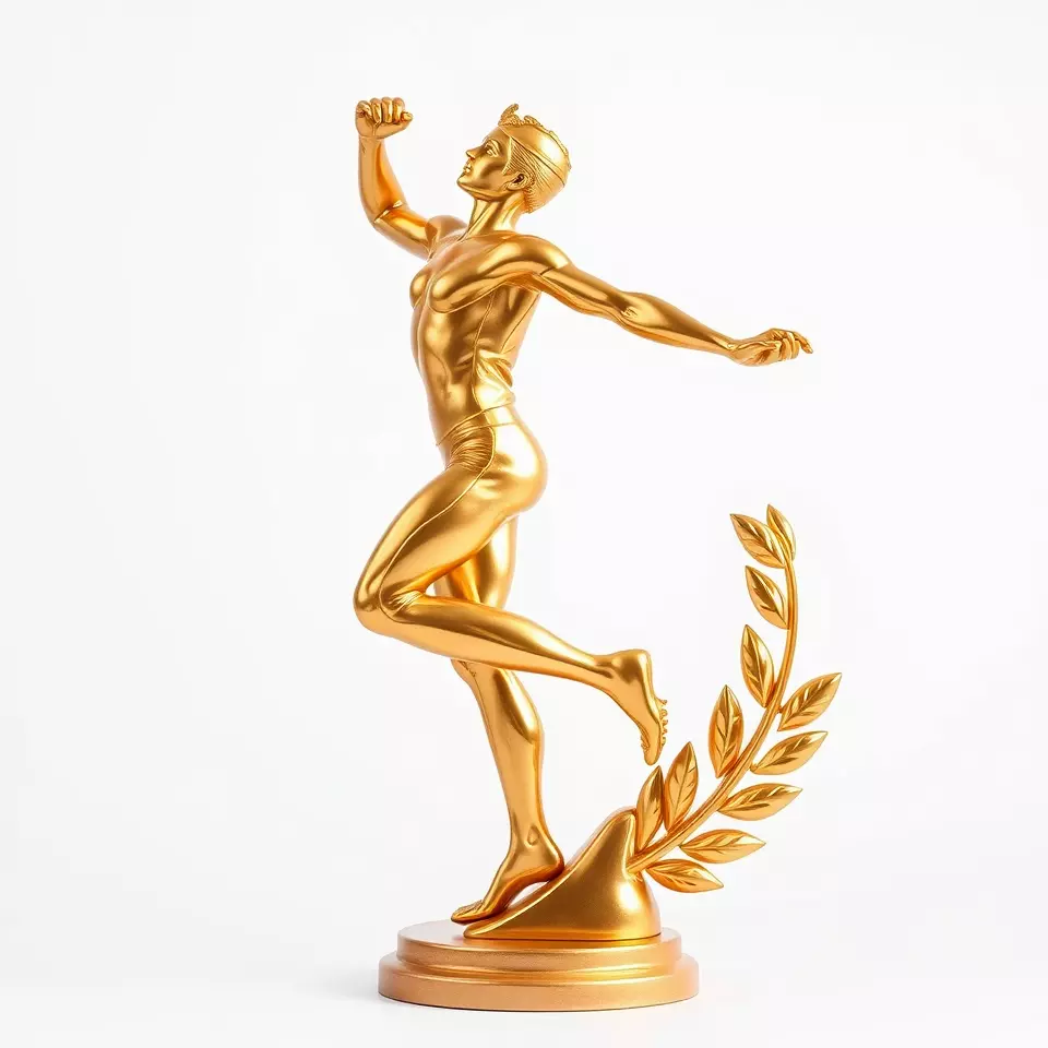 Golden Athlete Statue with Laurel model pack Low-poly 3D model_3