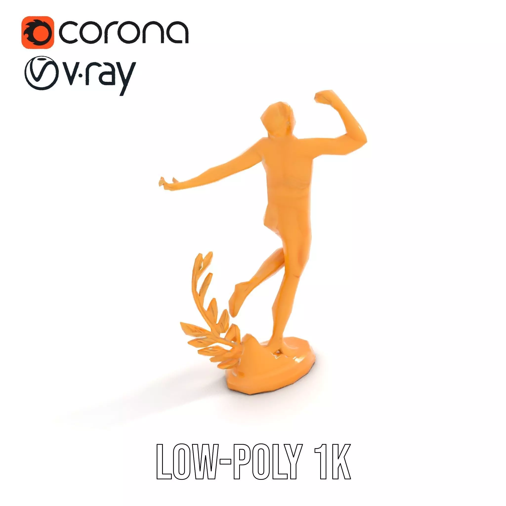 Golden Athlete Statue with Laurel model pack Low-poly 3D model_10