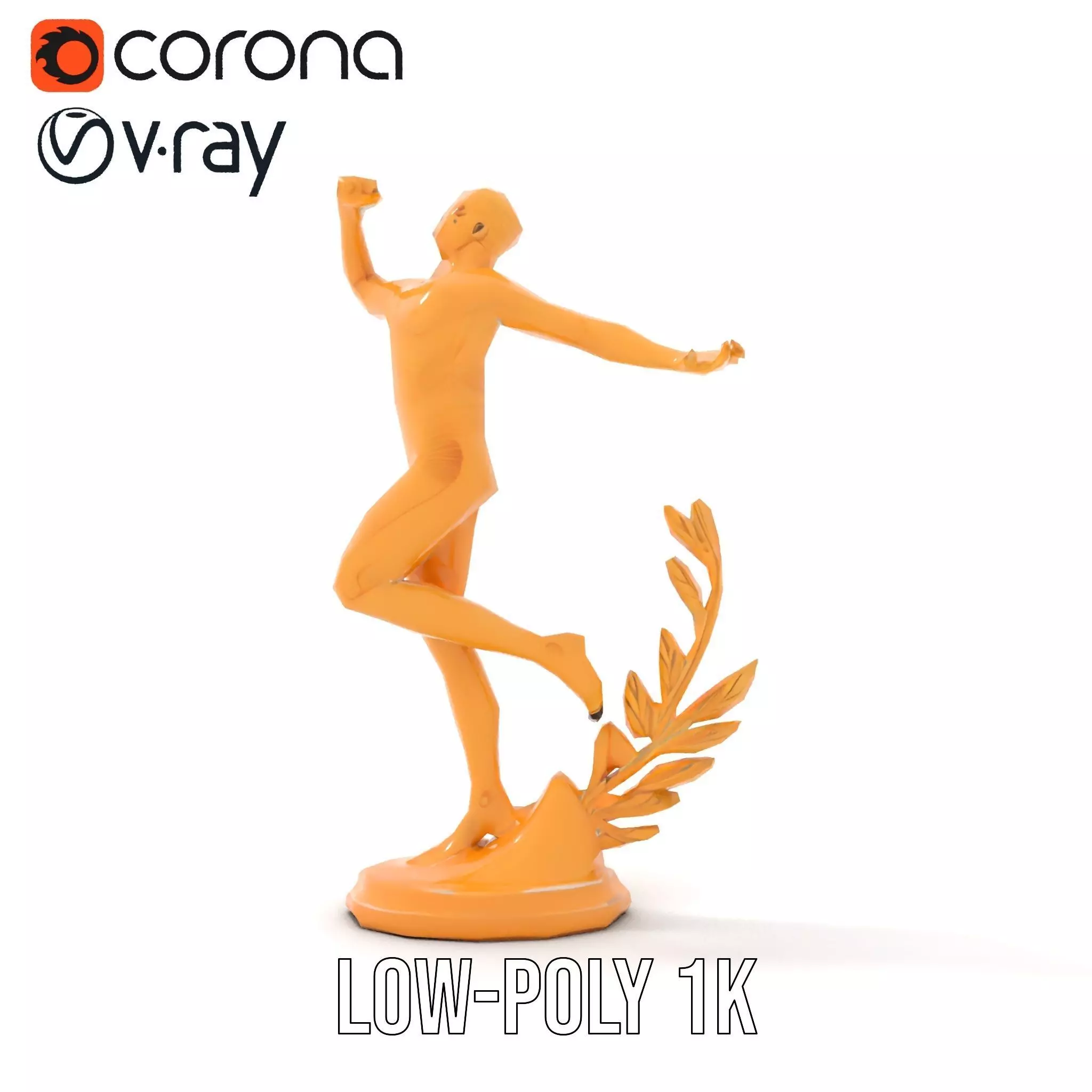 Golden Athlete Statue with Laurel model pack Low-poly 3D model_20