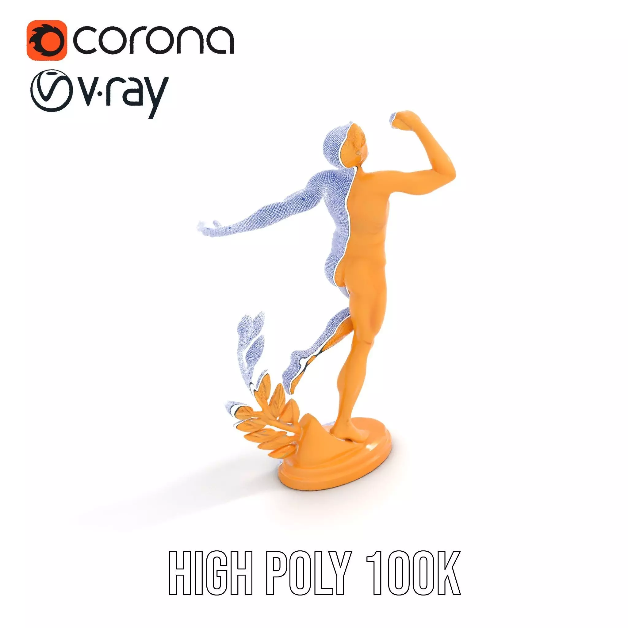 Golden Athlete Statue with Laurel model pack Low-poly 3D model_32