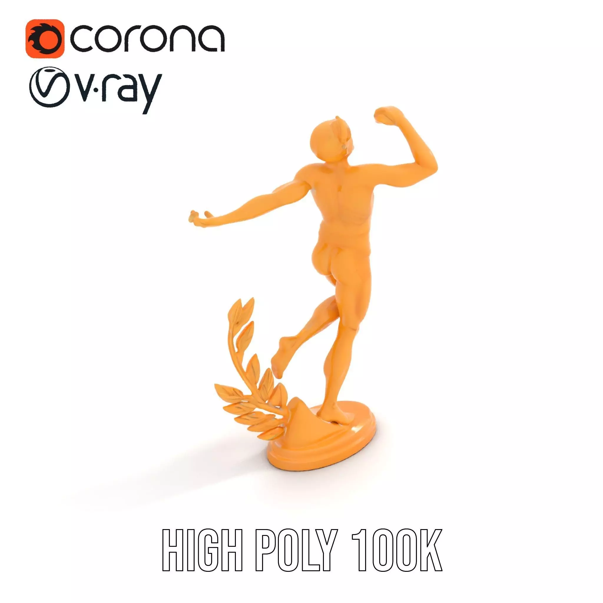 Golden Athlete Statue with Laurel model pack Low-poly 3D model_16