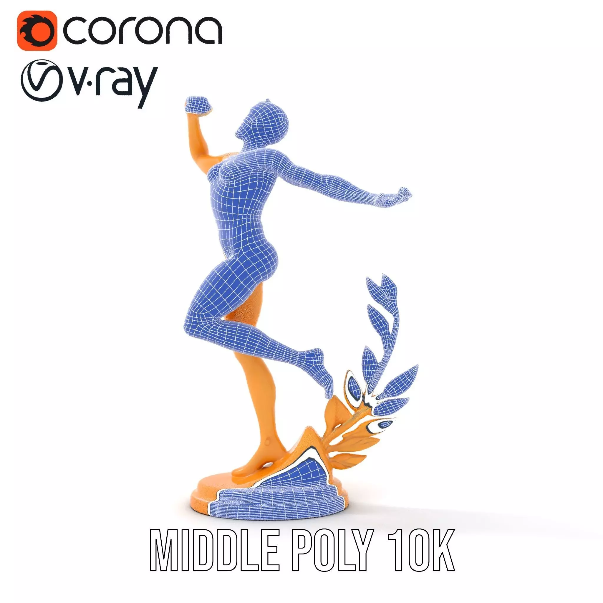 Golden Athlete Statue with Laurel model pack Low-poly 3D model_27