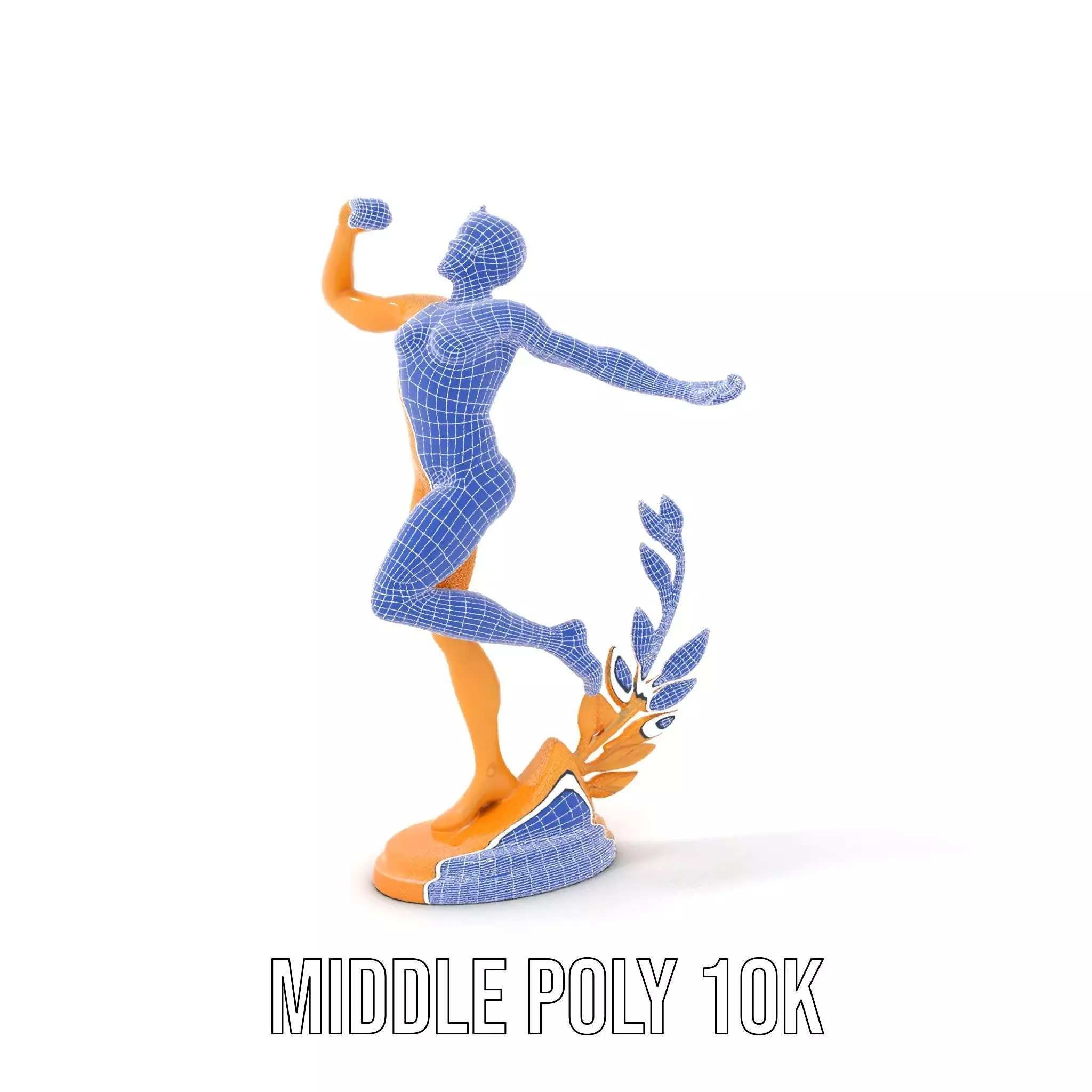 Golden Athlete Statue with Laurel model pack Low-poly 3D model_25