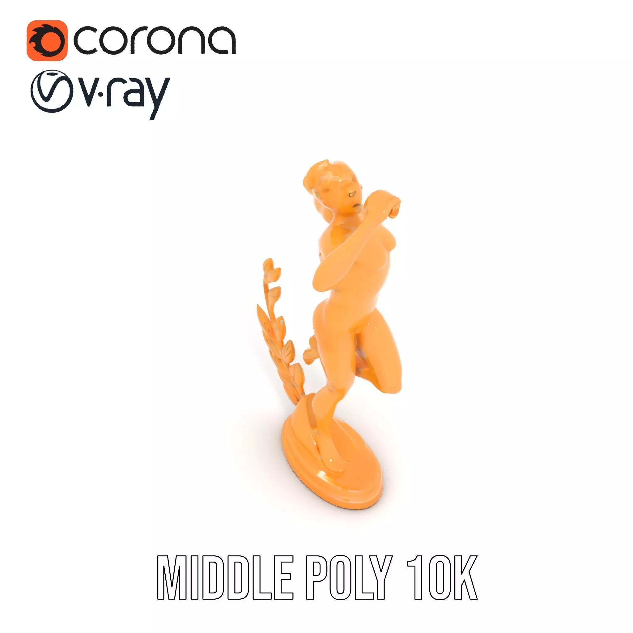 Golden Athlete Statue with Laurel model pack Low-poly 3D model_14