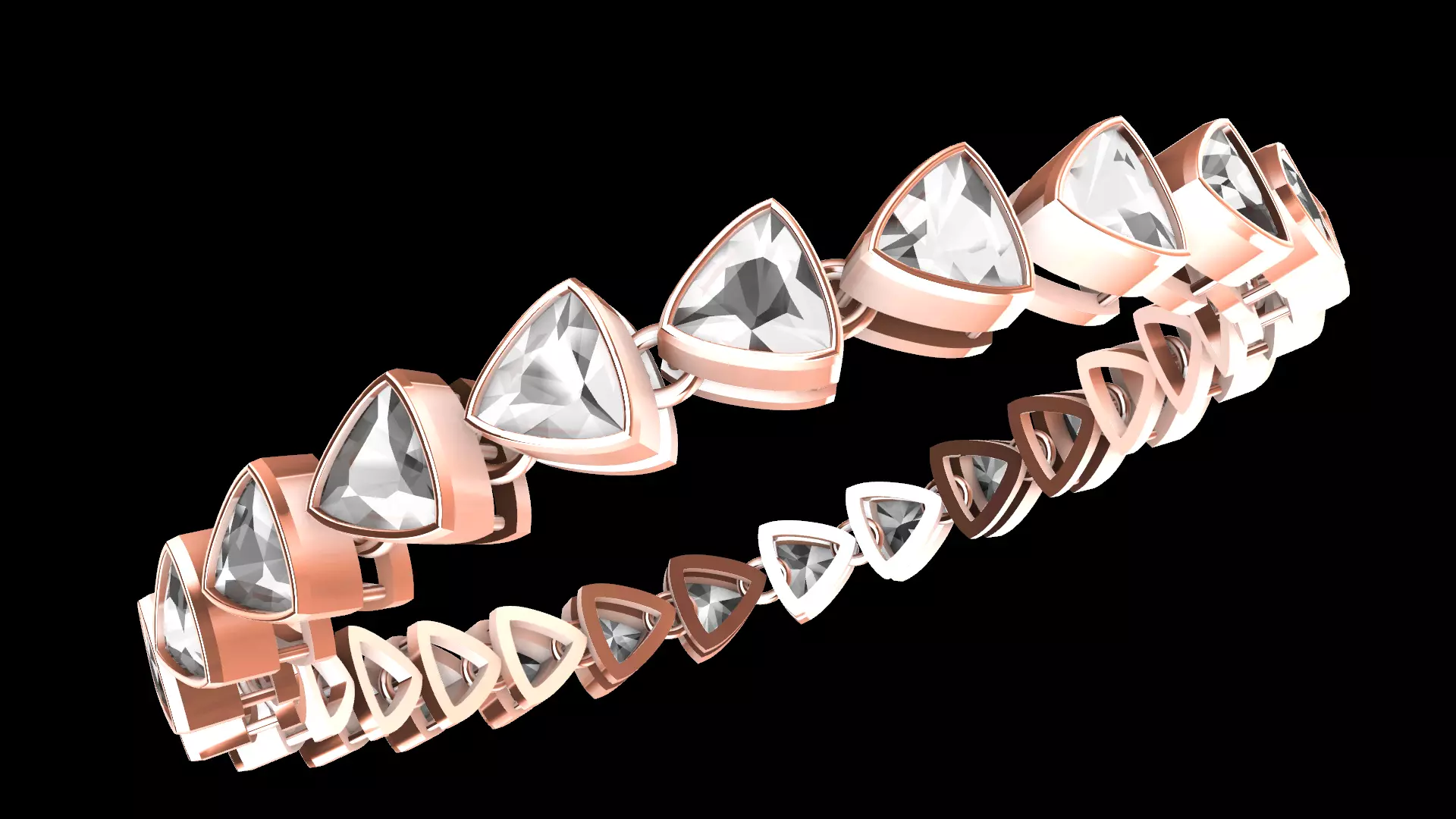 Statement Trillion Bracelet With Lock 3D print model