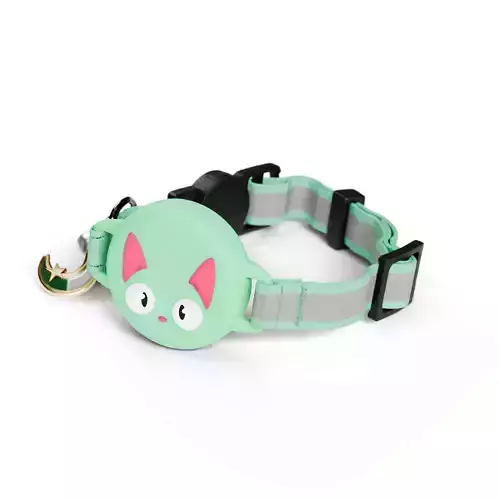 Cat Collar with Cute Face Design - Mint Green  3D model