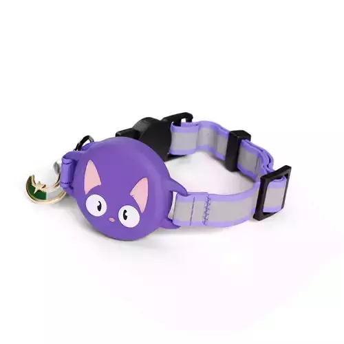 Cat Collar with Cute Face Design - Purple  3D model