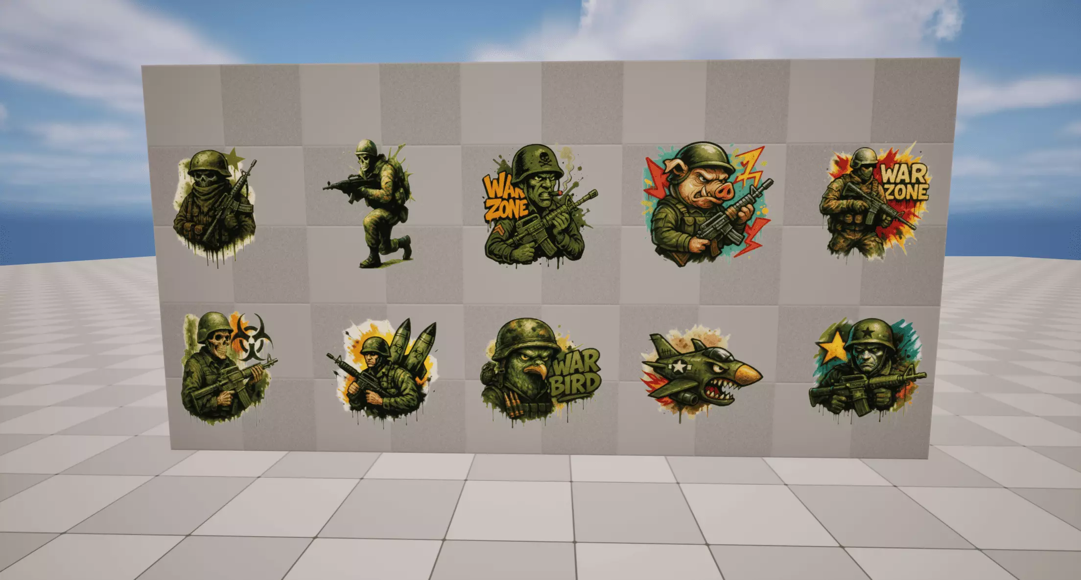 Military Graffiti Low-poly 3D model_0