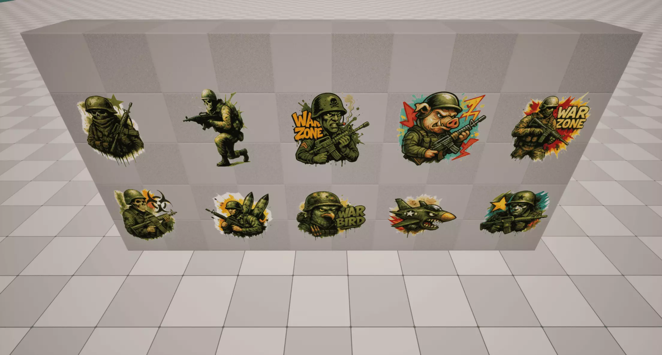 Military Graffiti Low-poly 3D model_1