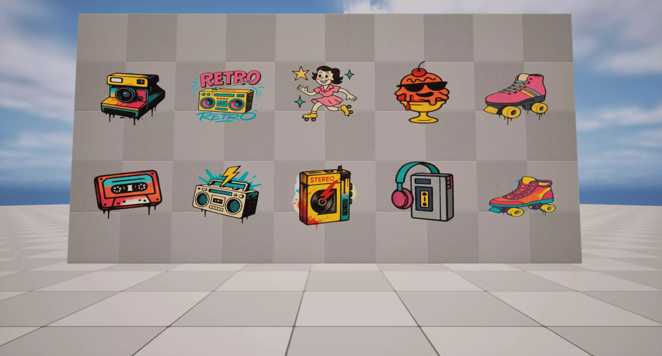 Retro Graffiti Low-poly 3D model_4