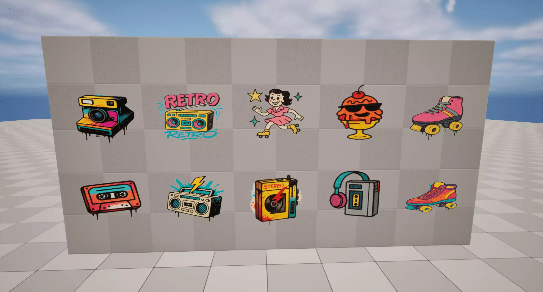 Retro Graffiti Low-poly 3D model_0