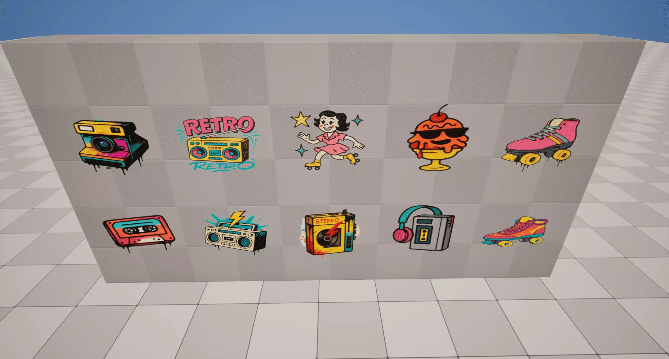 Retro Graffiti Low-poly 3D model_3