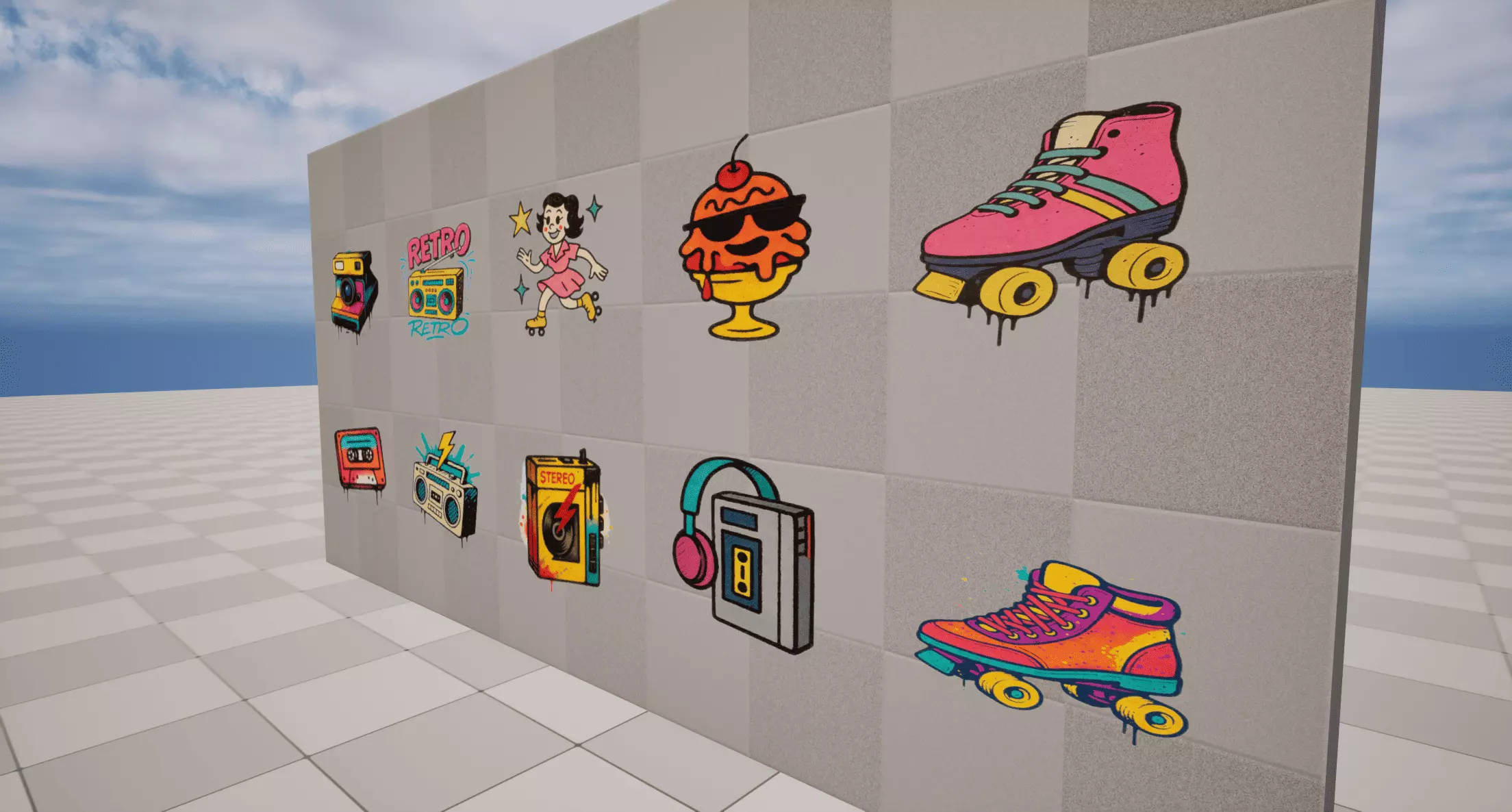Retro Graffiti Low-poly 3D model_2