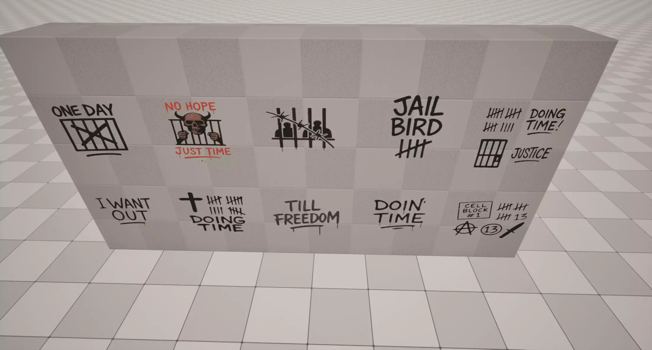 Prison Graffiti Low-poly 3D model_4