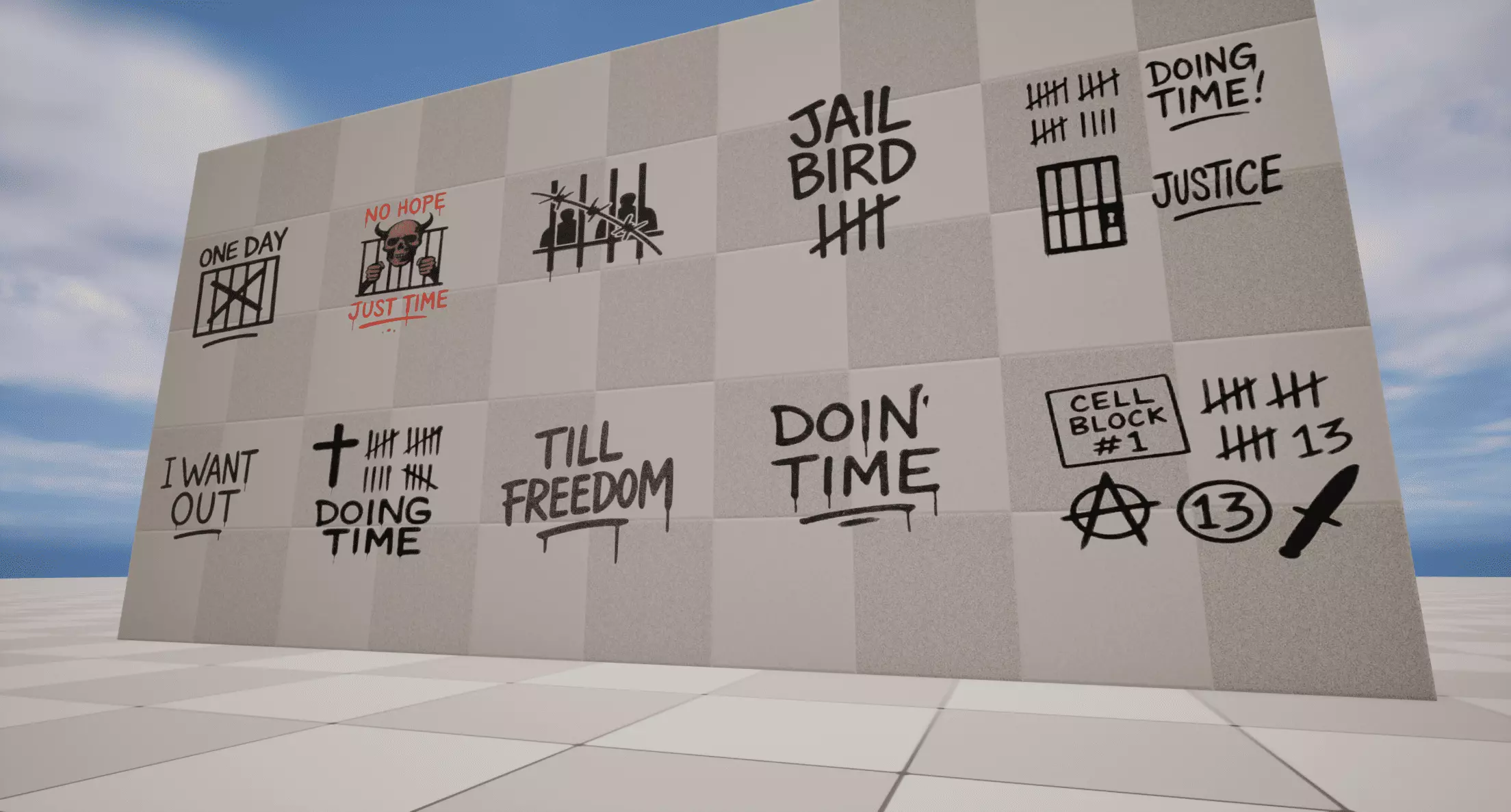 Prison Graffiti Low-poly 3D model_3