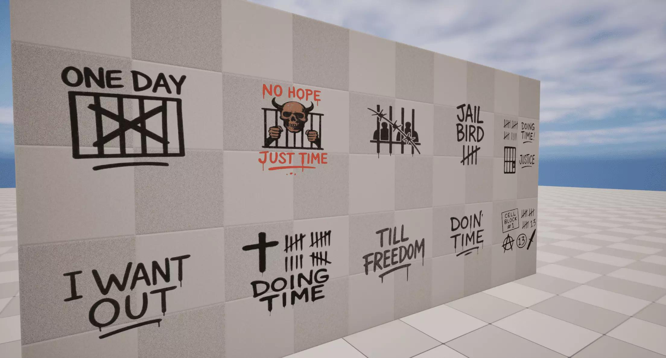 Prison Graffiti Low-poly 3D model_1