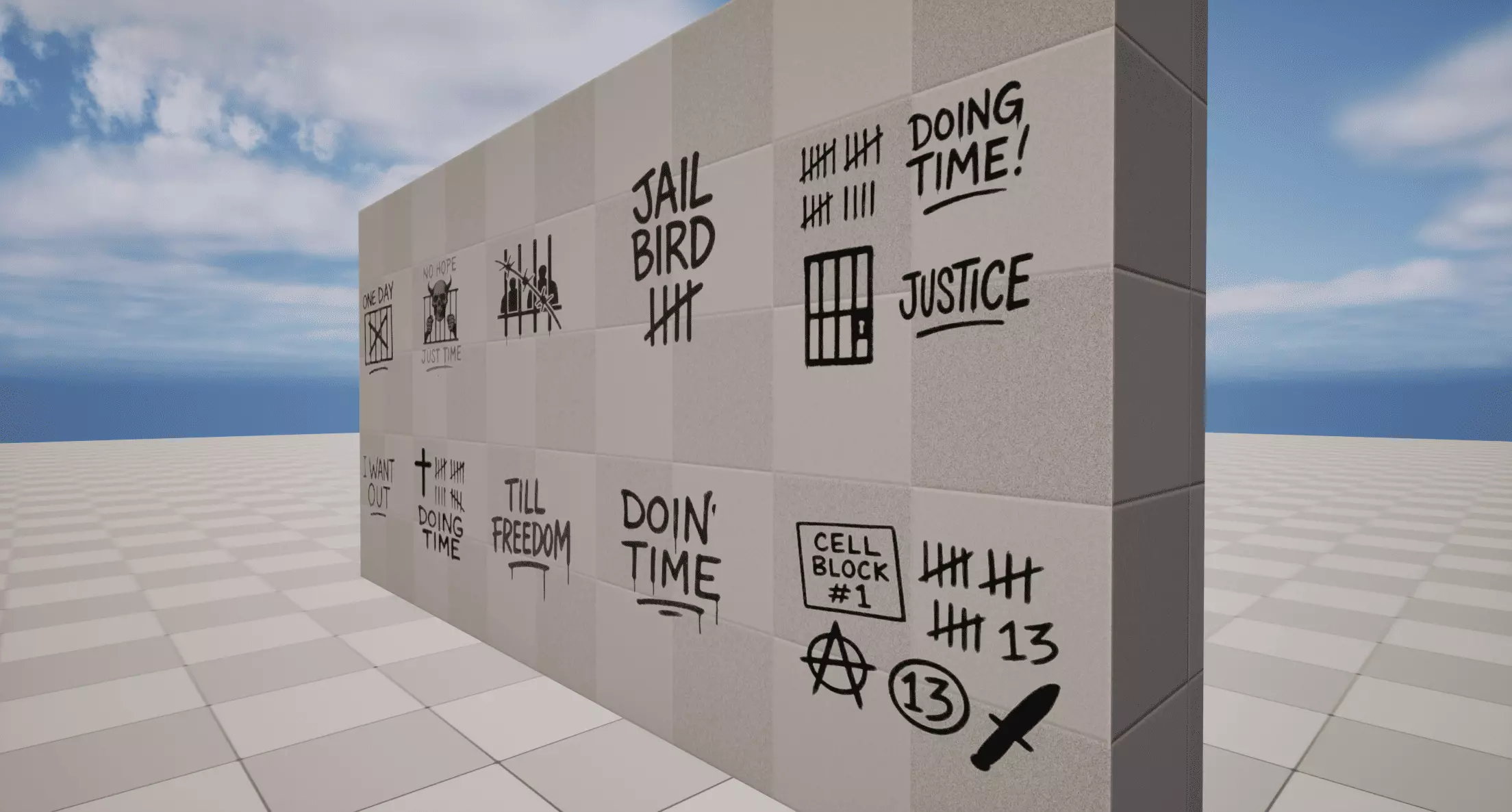 Prison Graffiti Low-poly 3D model_2