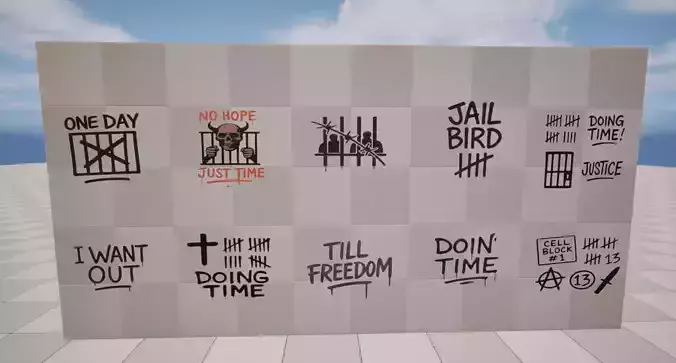 Prison Graffiti Low-poly 3D model