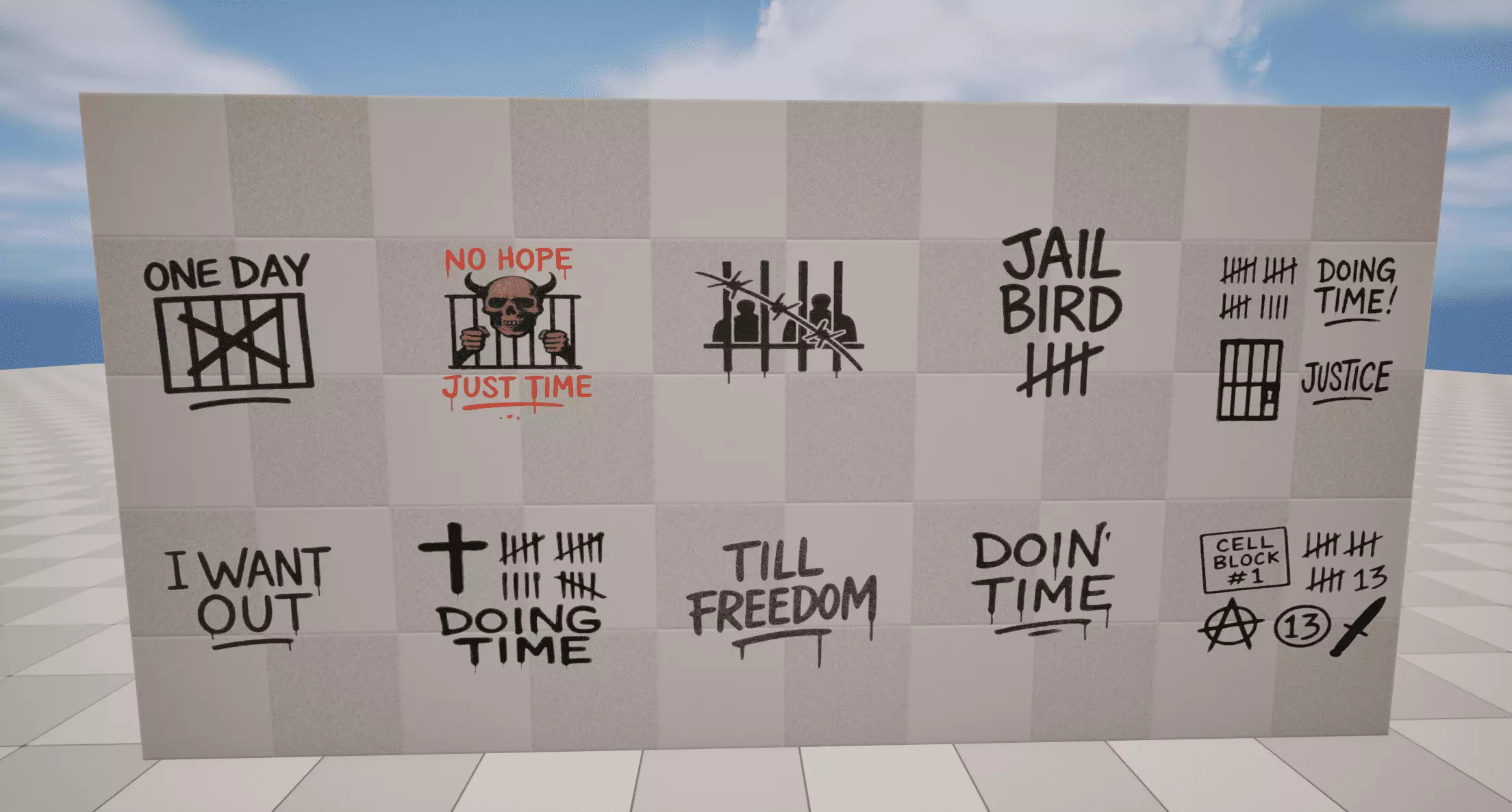 Prison Graffiti Low-poly 3D model_0