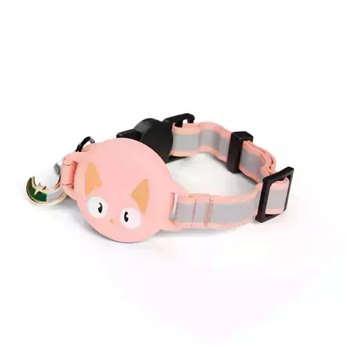 Cat Collar with Cute Face Design - Pink 3D model