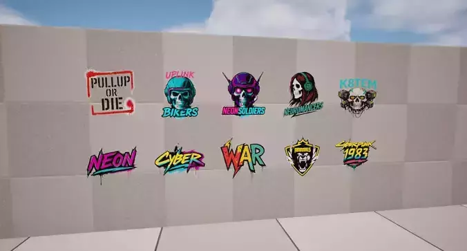 Cyberpunk Graffiti Low-poly 3D model