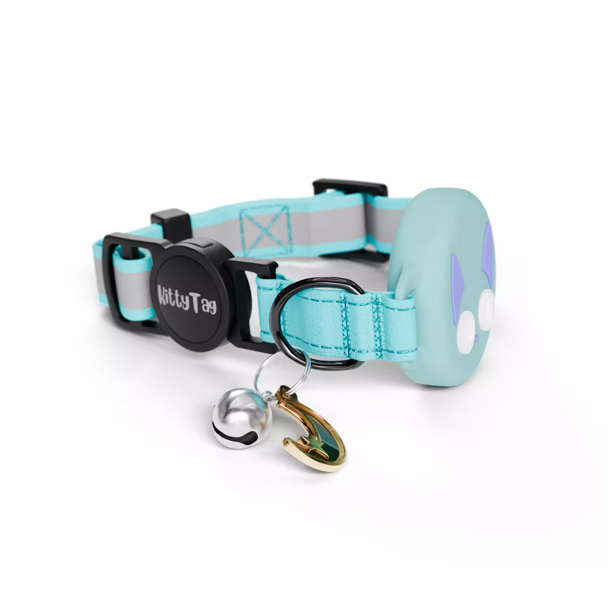 Cat Collar with Cute Face Design - Turquesa 3D model_1