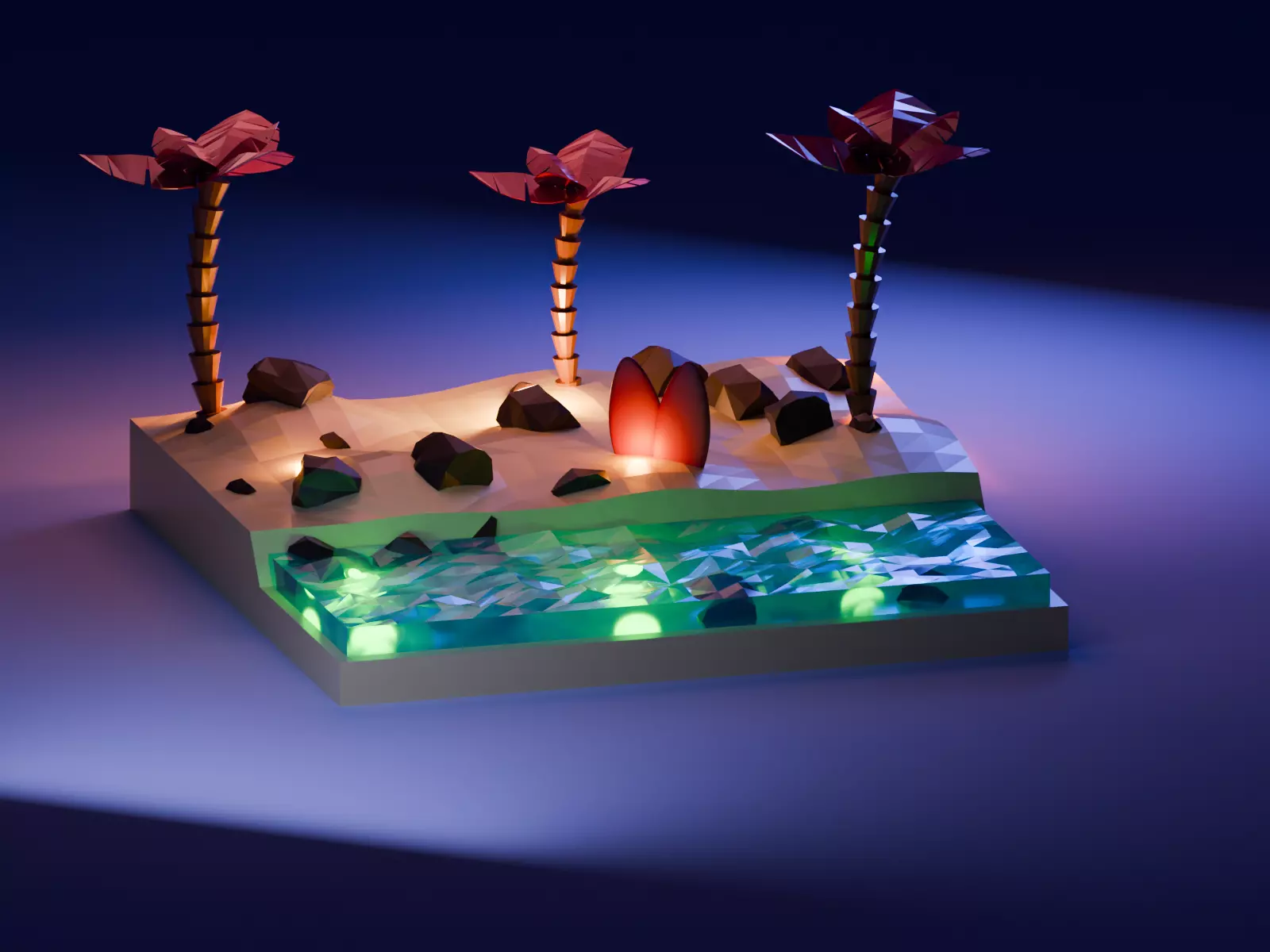 Low Poly Tropical Beach and Stylized 3D Island Environment Low-poly 3D model_1