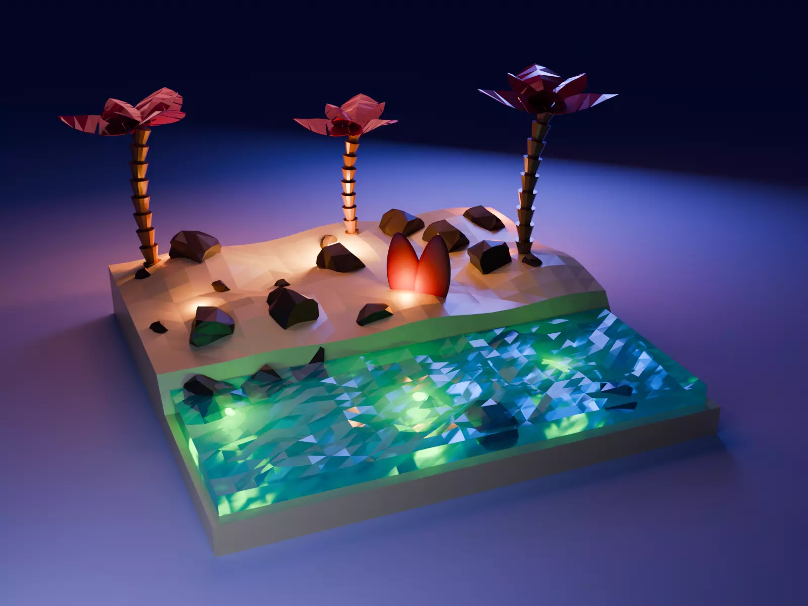 Low Poly Tropical Beach and Stylized 3D Island Environment Low-poly 3D model_2