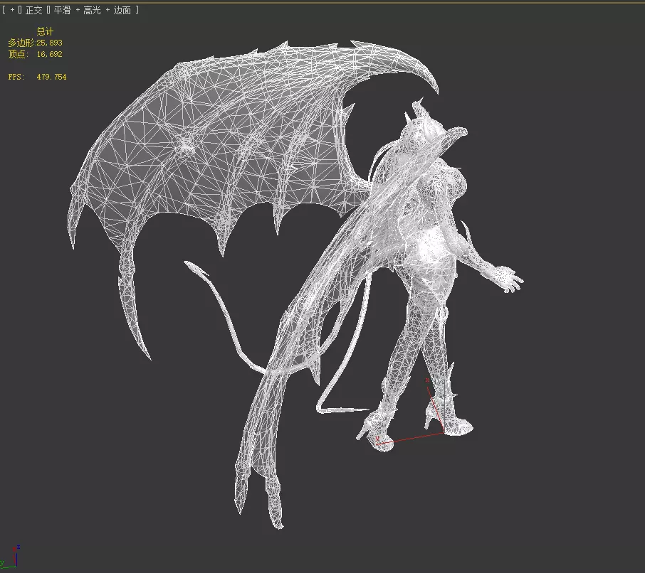 Female demon Low-poly 3D model_25