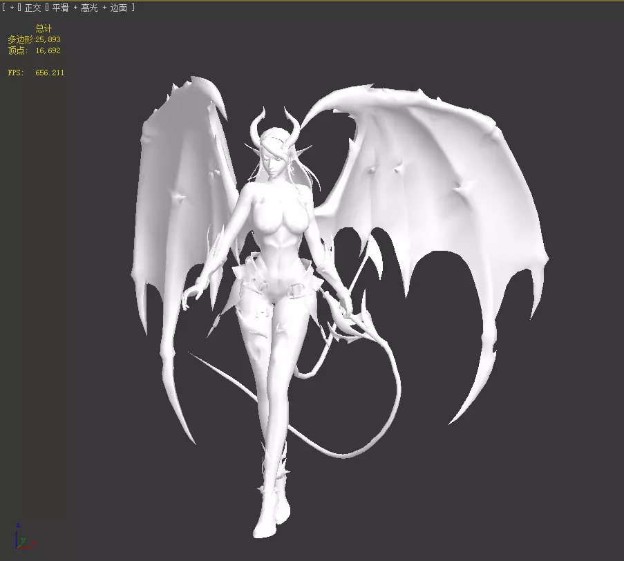 Female demon Low-poly 3D model_31