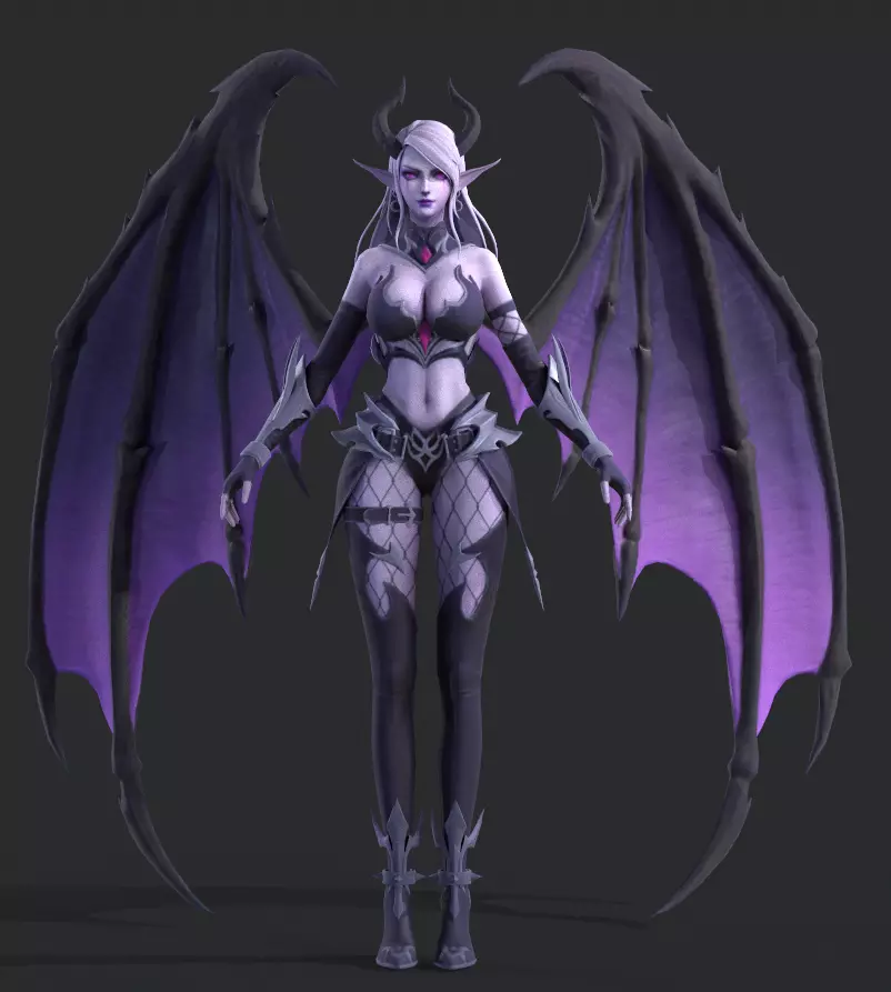 Female demon Low-poly 3D model_12