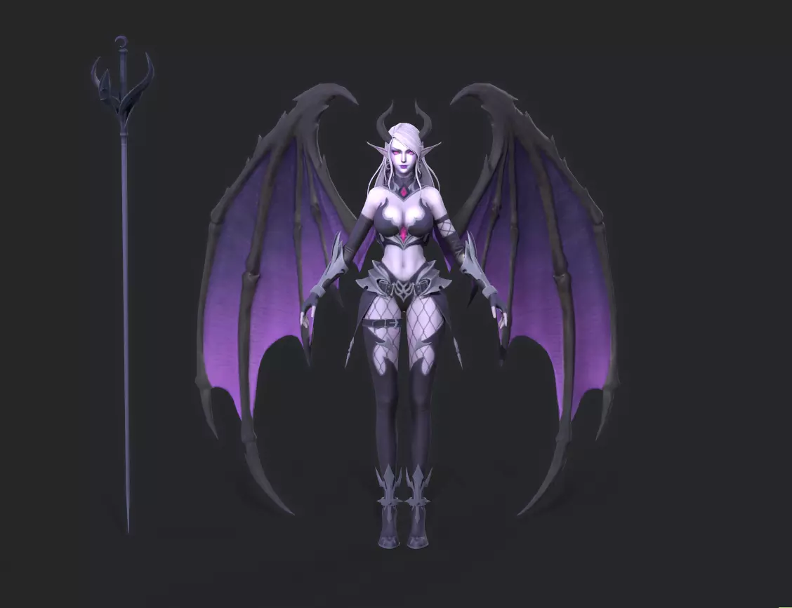 Female demon Low-poly 3D model_0