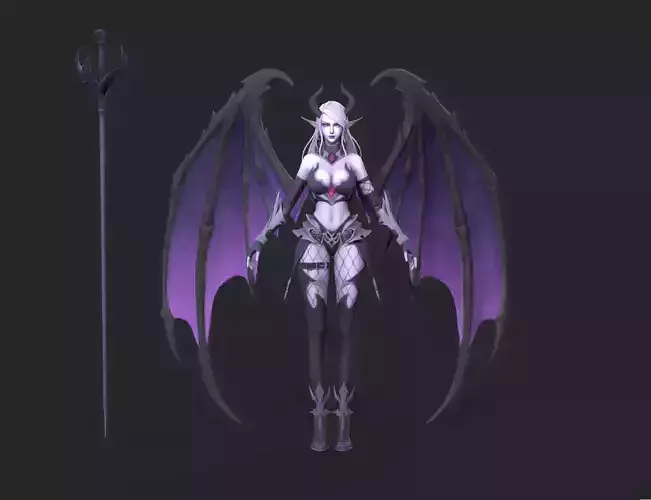 Female demon Low-poly 3D model