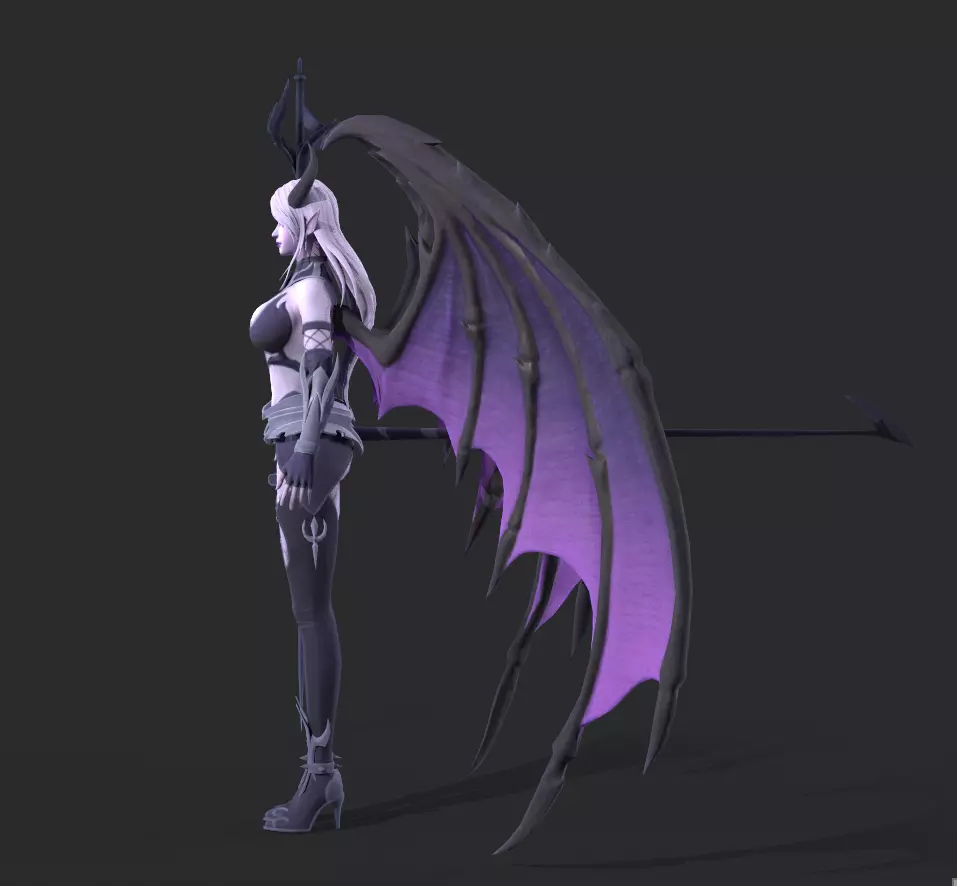 Female demon Low-poly 3D model_4