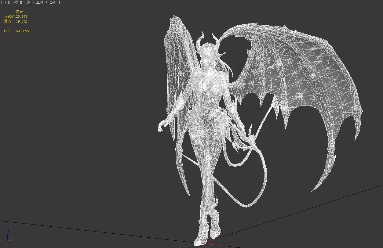 Female demon Low-poly 3D model_22