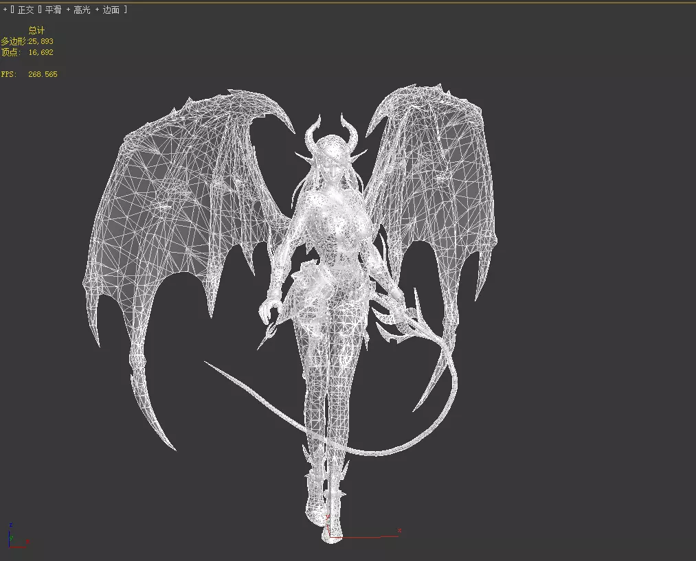 Female demon Low-poly 3D model_26