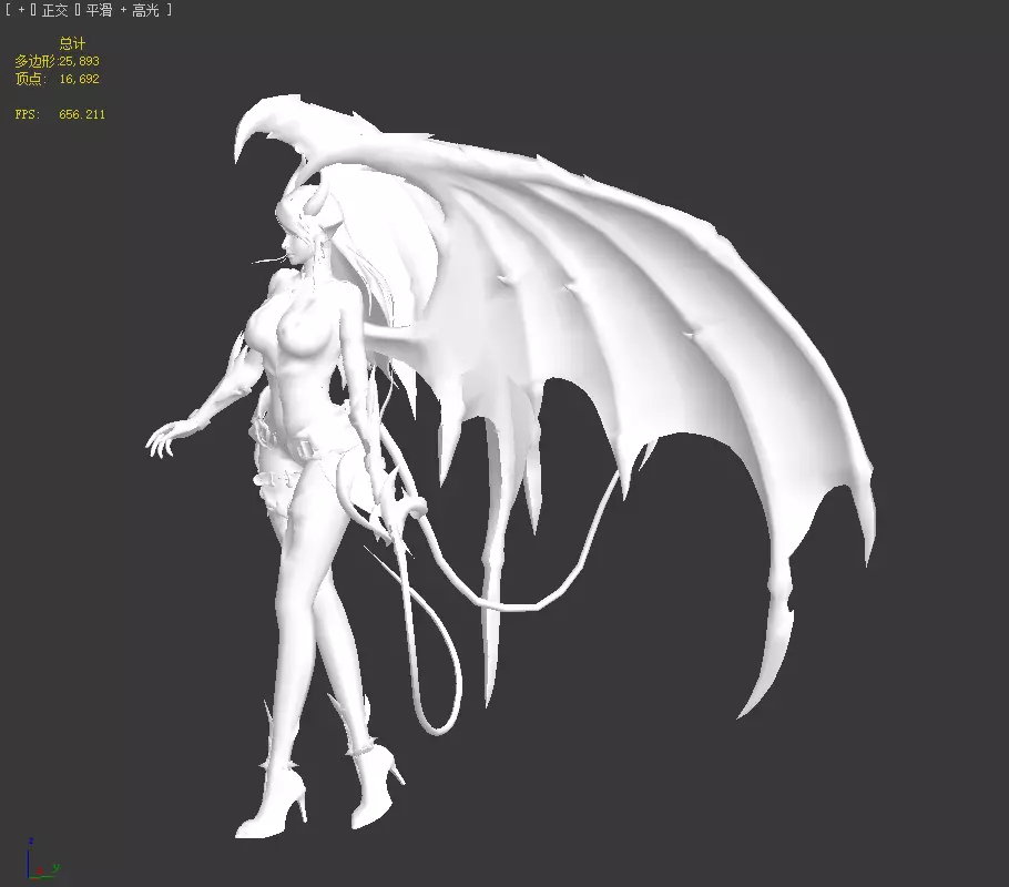 Female demon Low-poly 3D model_33