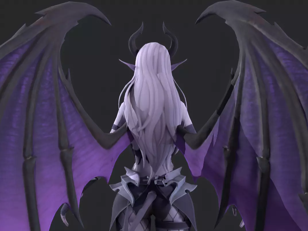 Female demon Low-poly 3D model_11