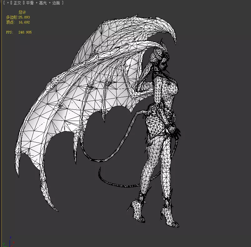 Female demon Low-poly 3D model_30