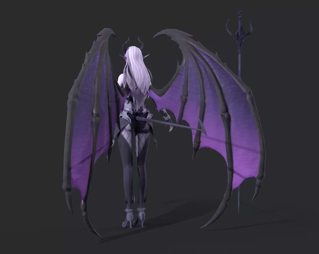 Female demon Low-poly 3D model_6