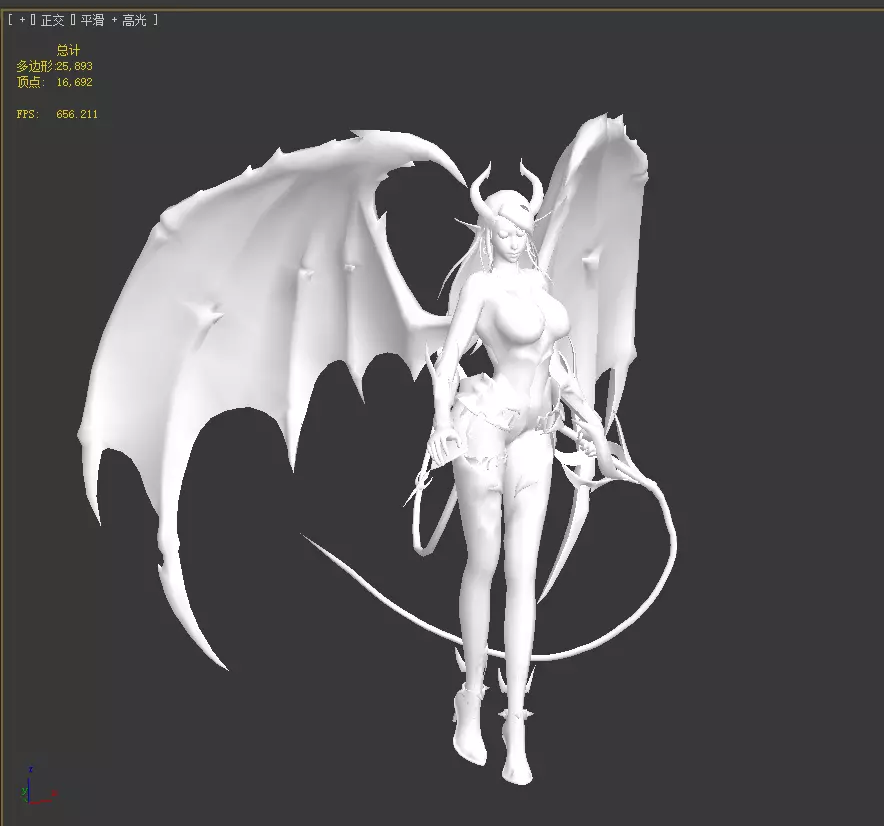 Female demon Low-poly 3D model_32