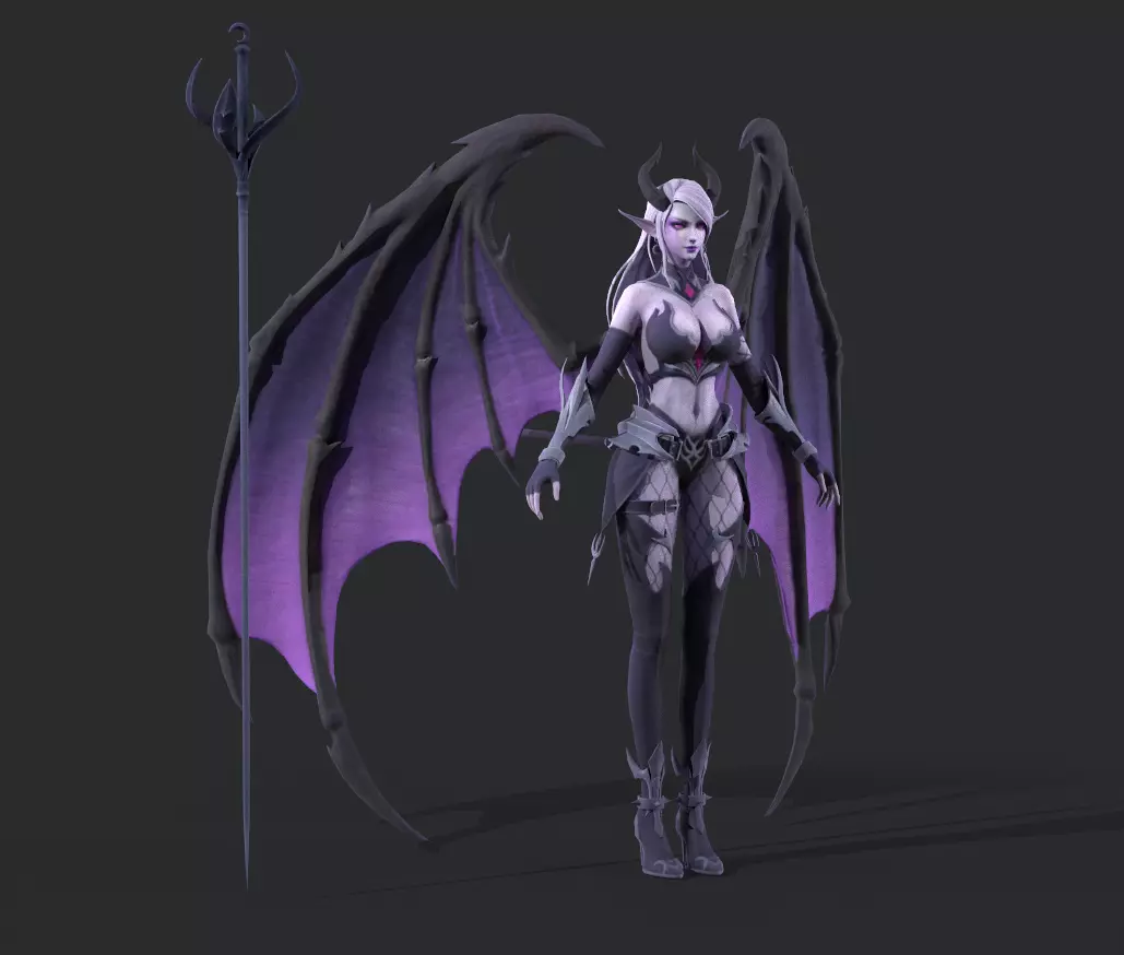 Female demon Low-poly 3D model_9