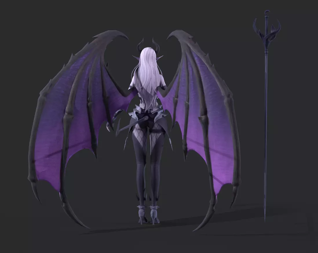 Female demon Low-poly 3D model_7